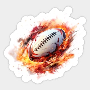 Flamming Rugby Ball Sticker